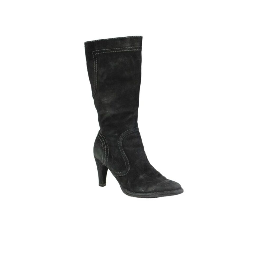 Fornarina Womens Suede Zip Up Midcalf Boots Black Size 6.5